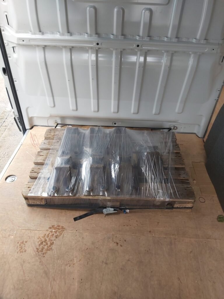 Palletised goods ready for safe van transport