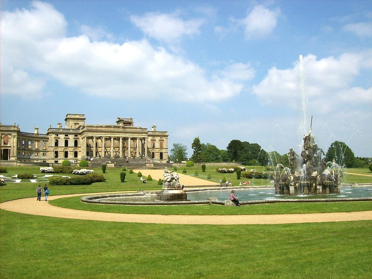 worcester, england, great britain, witley court, architecture, building, landmark, historical, grass, plants, sky, clouds, nature, outside, summer, spring, worcester, worcester, worcester, worcester, worcester