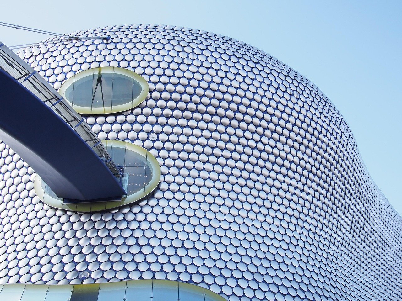 bullring, birmingham, architecture, modern, architectural, building, metal, engineering, curved, steel, concrete, facade, dots, pattern, discs, shopping, centre, structure, design, construction, city, blue shopping, blue construction, blue shop, blue metal, birmingham, birmingham, birmingham, birmingham, birmingham