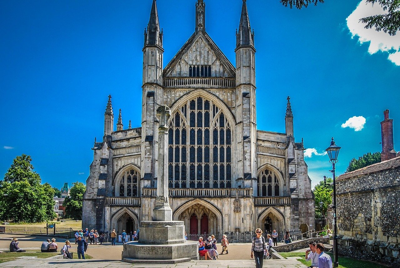 winchester, cathedral, historic, england, sky, nature, britain, travel, monument, architecture, landmark